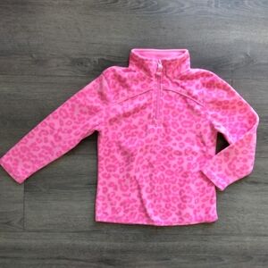 Layer 8 Kids Girls' Solid Quarter Zip Leopard Print Pink Fleece Pullover Size 4